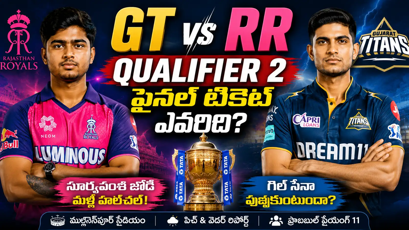 Riyan Parag and Shubman Gill face-off in IPL 2026 Qualifier 2.