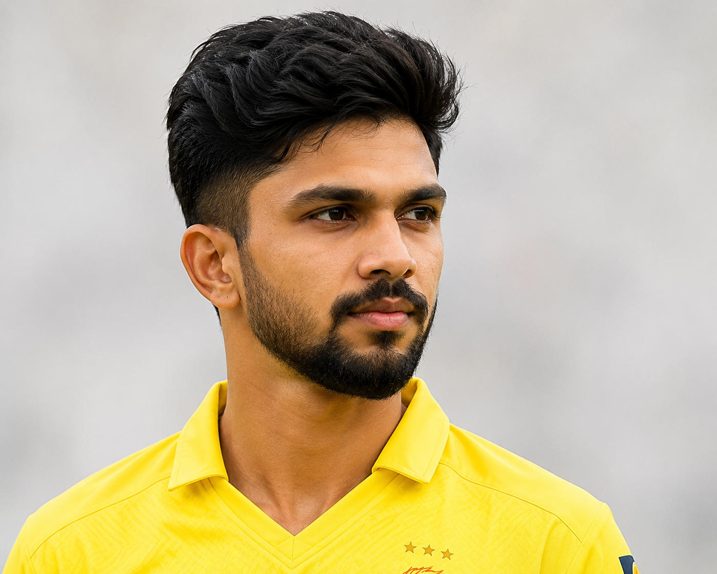 Ruturaj Gaikwad clean close-up portrait in Chennai Super Kings jersey during IPL 2026