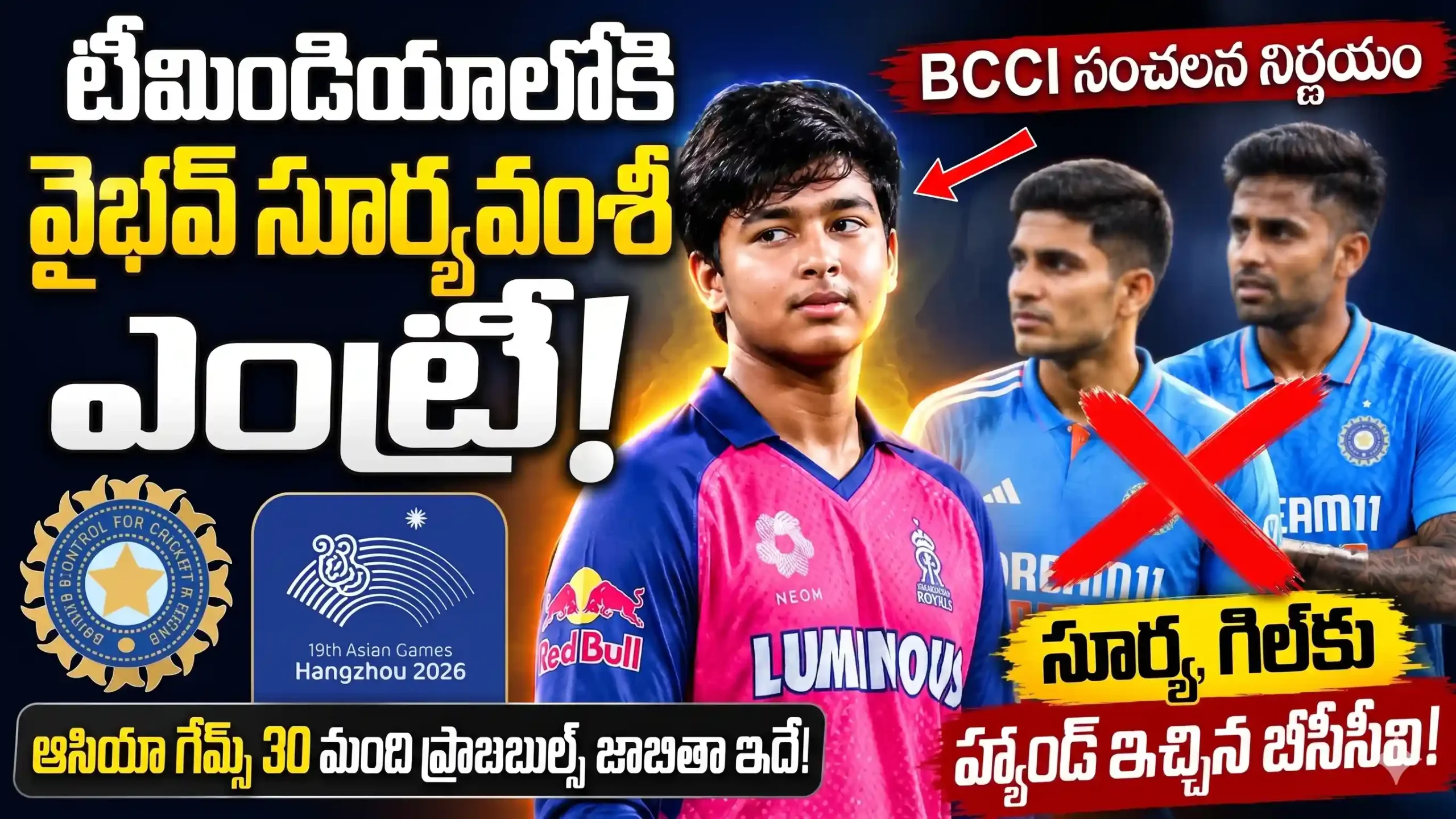 Vaibhav Suryavanshi Asia Games 2026 Squad announced by BCCI