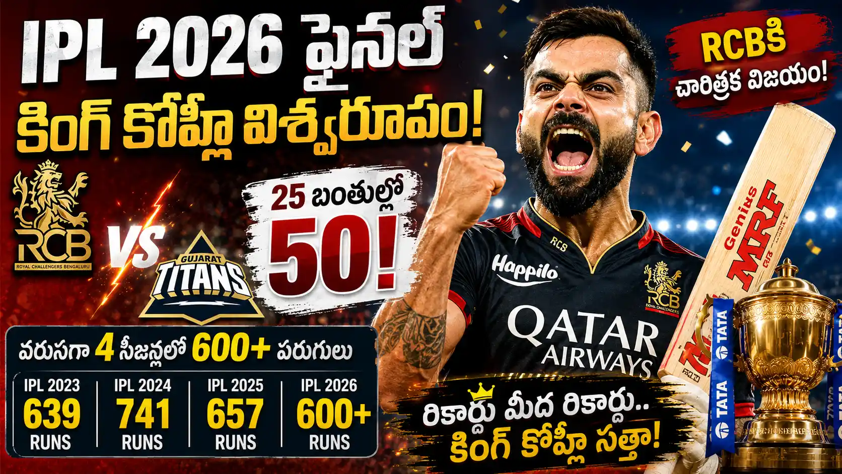 Virat Kohli IPL 2026 Final Record – RCBకి చారిత్రక విజయం అందించిన కింగ్ కోహ్లీ ఇన్నింగ్స్