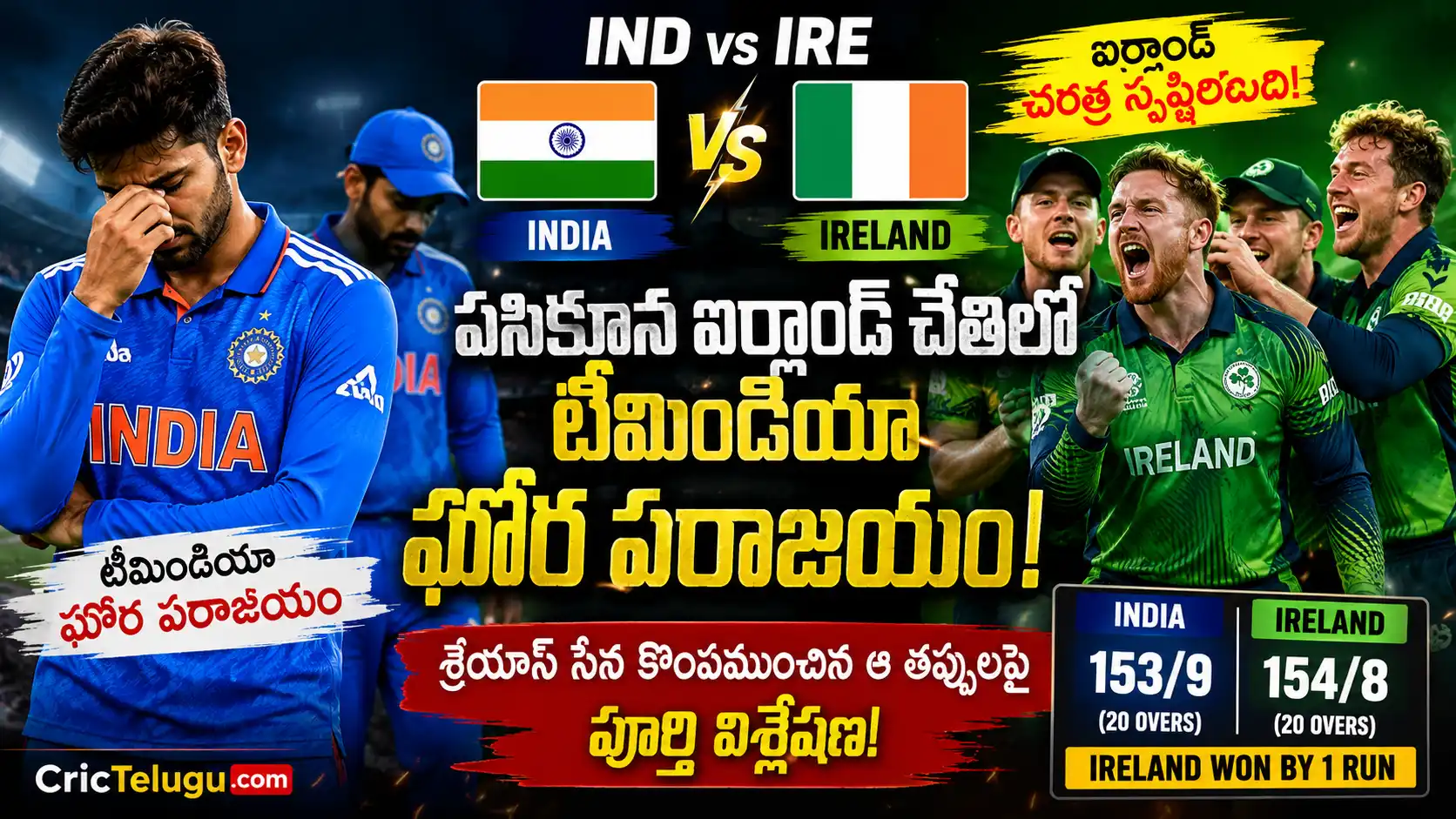 IND vs IRE T20 Series 2026లో ఐర్లాండ్ చేతిలో టీమిండియా ఓటమి అనంతరం నిరాశలో భారత ఆటగాళ్లు, సంబరాల్లో ఐర్లాండ్ జట్టు – CricTelugu.com